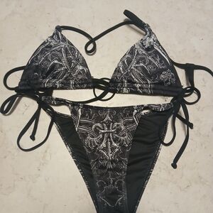 Affliction Black Paisley Tie-String Bikini